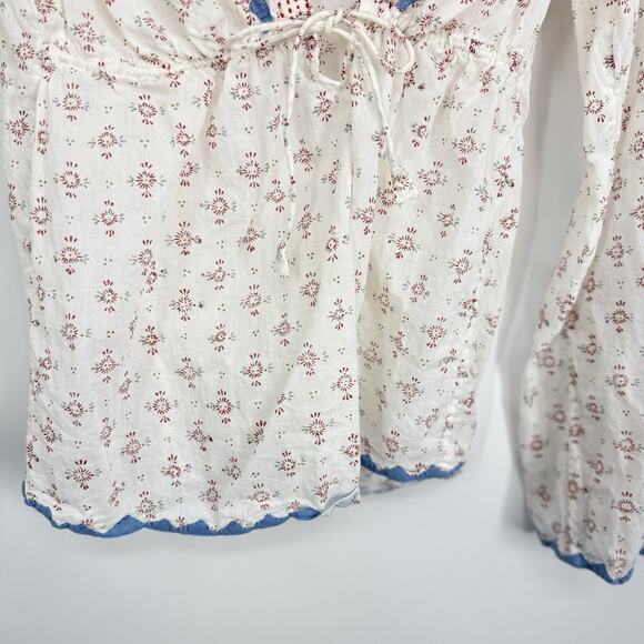 Kerry Cassill Flare Sleeve Tunic Top Size M/L Deep V Neck Empire Tie Boho - Picture 3 of 14